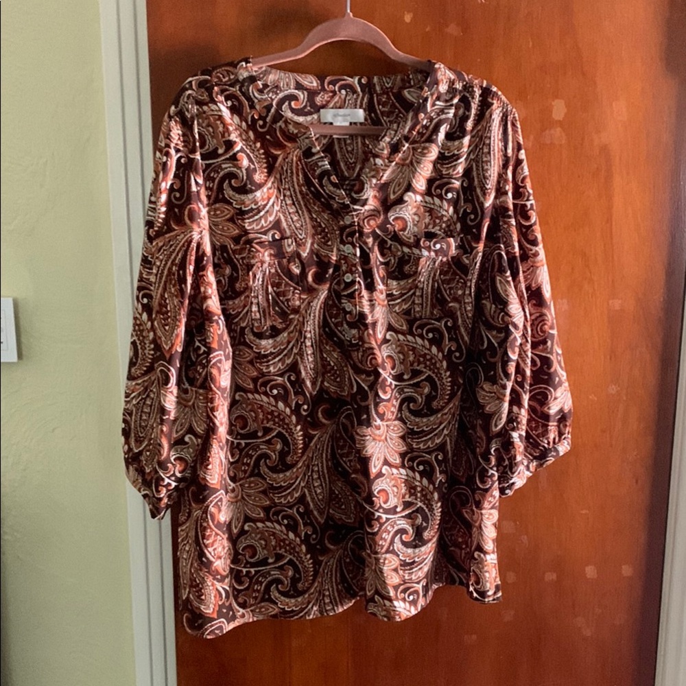 CJ Banks Brown and Black Blouse